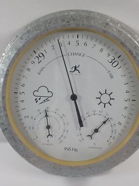 Galvanized Weather Station Humidity Temperature Wall Décor Cabin Barn Germany